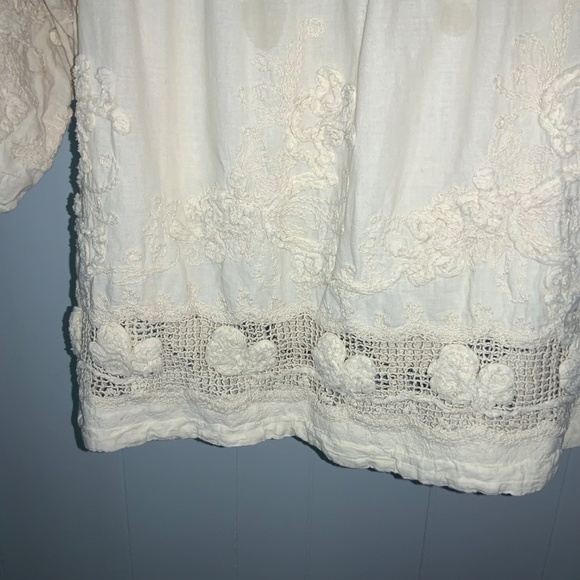 Sundance Ophelia Embroidered lace cotton tunic top Sz M boho cottagecore - Picture 3 of 8